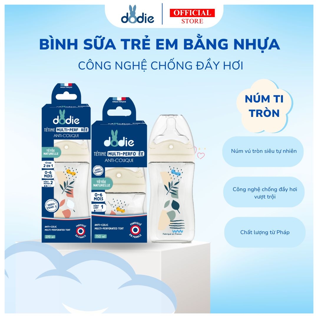 Bình sữa trẻ em đa tốc độ Dodie 270ml - Phân phối chính hãng