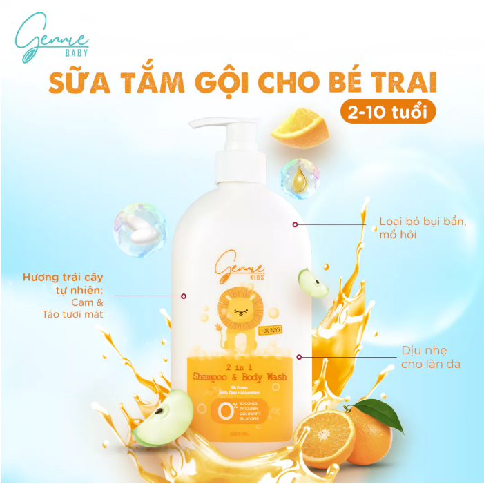 Tắm gội Gennie Baby 2in1  for Boys 400ml