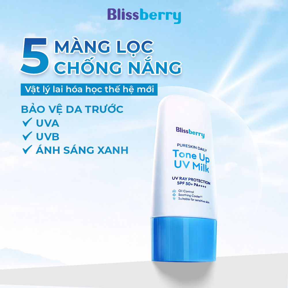 Kem chống nắng nâng tone kiềm dầu SPF50+, PA++++ Blissberry 60ml - 4