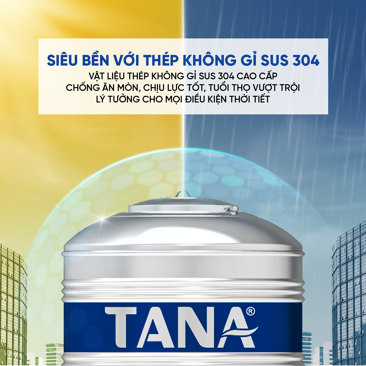Bồn nước đứng Inox Tân Á 2.000L ĐK1140 – Chỉ bán tại miền Bắc