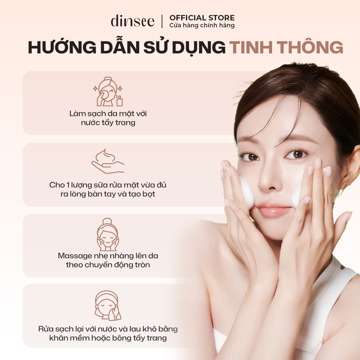 Sữa Rửa Mặt Gạo Thuần Chay Siêu Bọt Microbiome Dinsee Premium Vegan Microbiome Rice Foam Cleanser