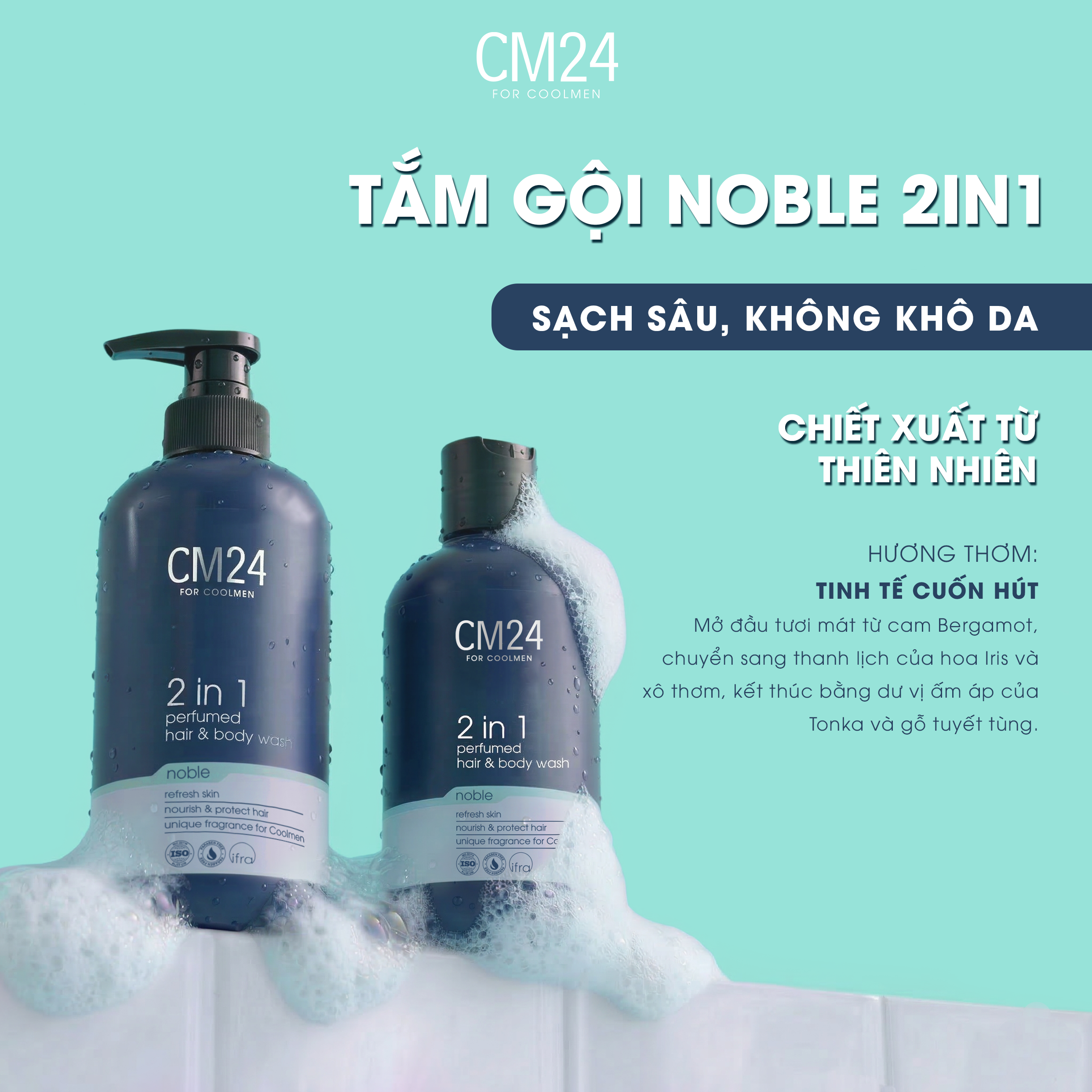 Tắm gội nam 2in1 hương nước hoa Noble CM24 500ml