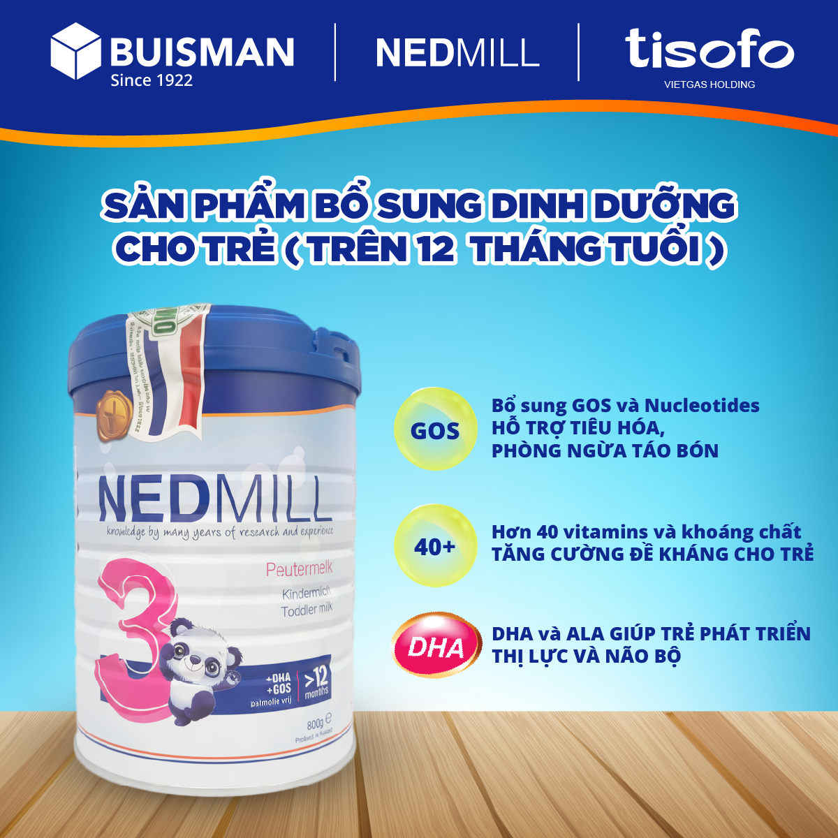 Sữa công thức Nedmill Stage 3 – Bổ sung dinh dưỡng cho Trẻ trên 12 tháng tuổi