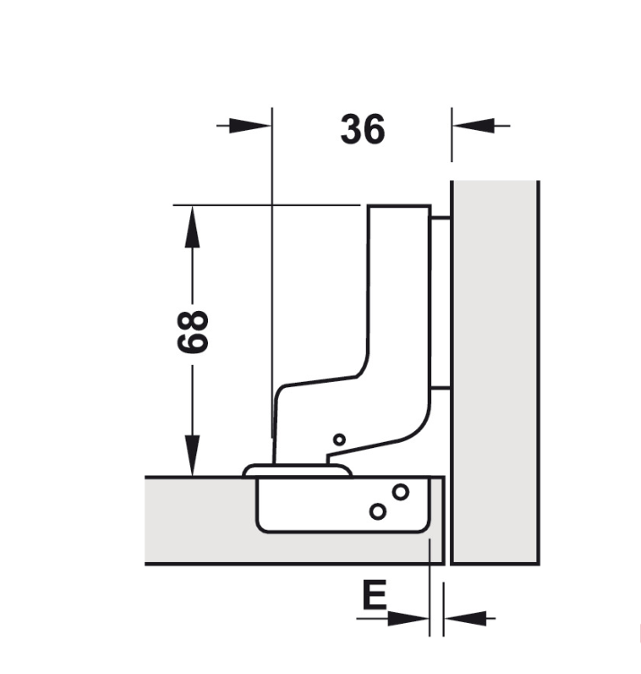 Bản lề Hafele Metalla A 110° Tiêu chuẩn với giảm chấn - Lắp lọt lòng 315.30.723