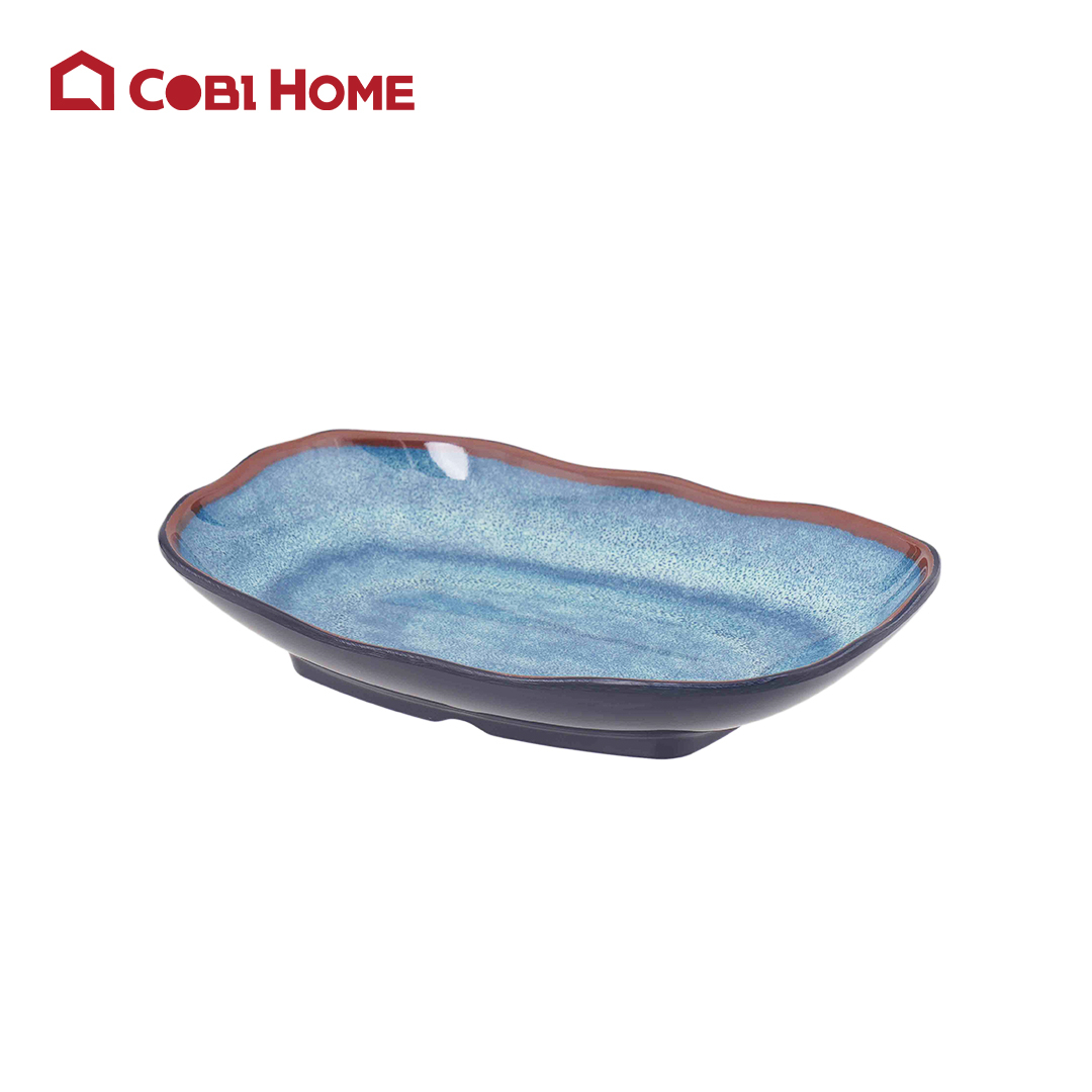 Dĩa Mela xanh loang chữ nhật viền sóng Size 180x110x30_378538_KD3207