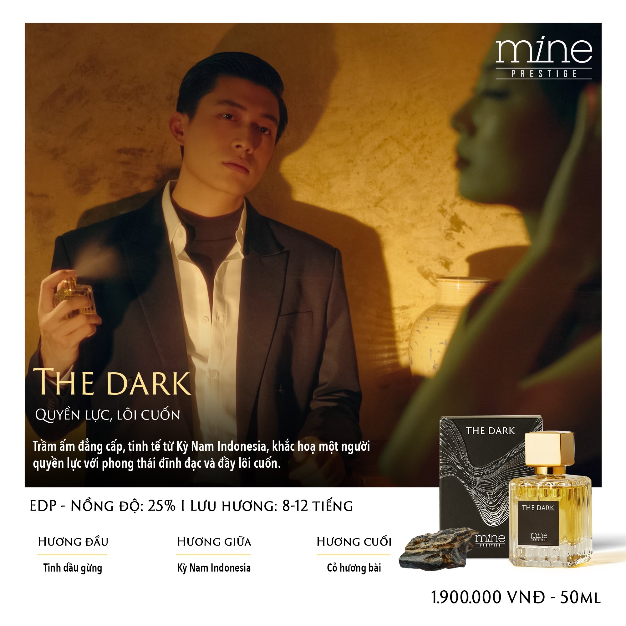 Nước hoa nam Mine The Dark lưu hương 8-12h 50ml