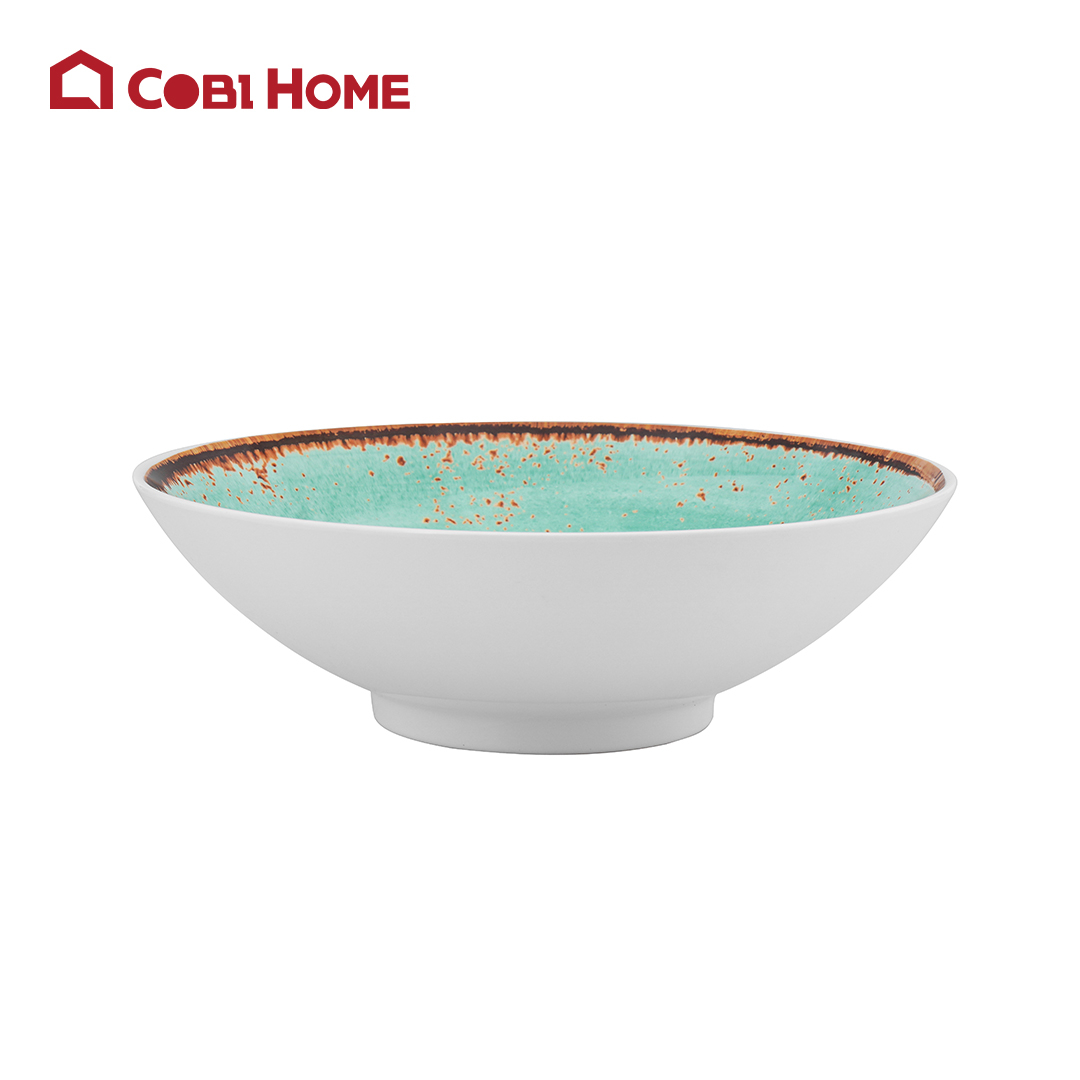 Tô Mela trắng xanh tròn đáy nhỏ Size Ø188x74_378412_33426_Green