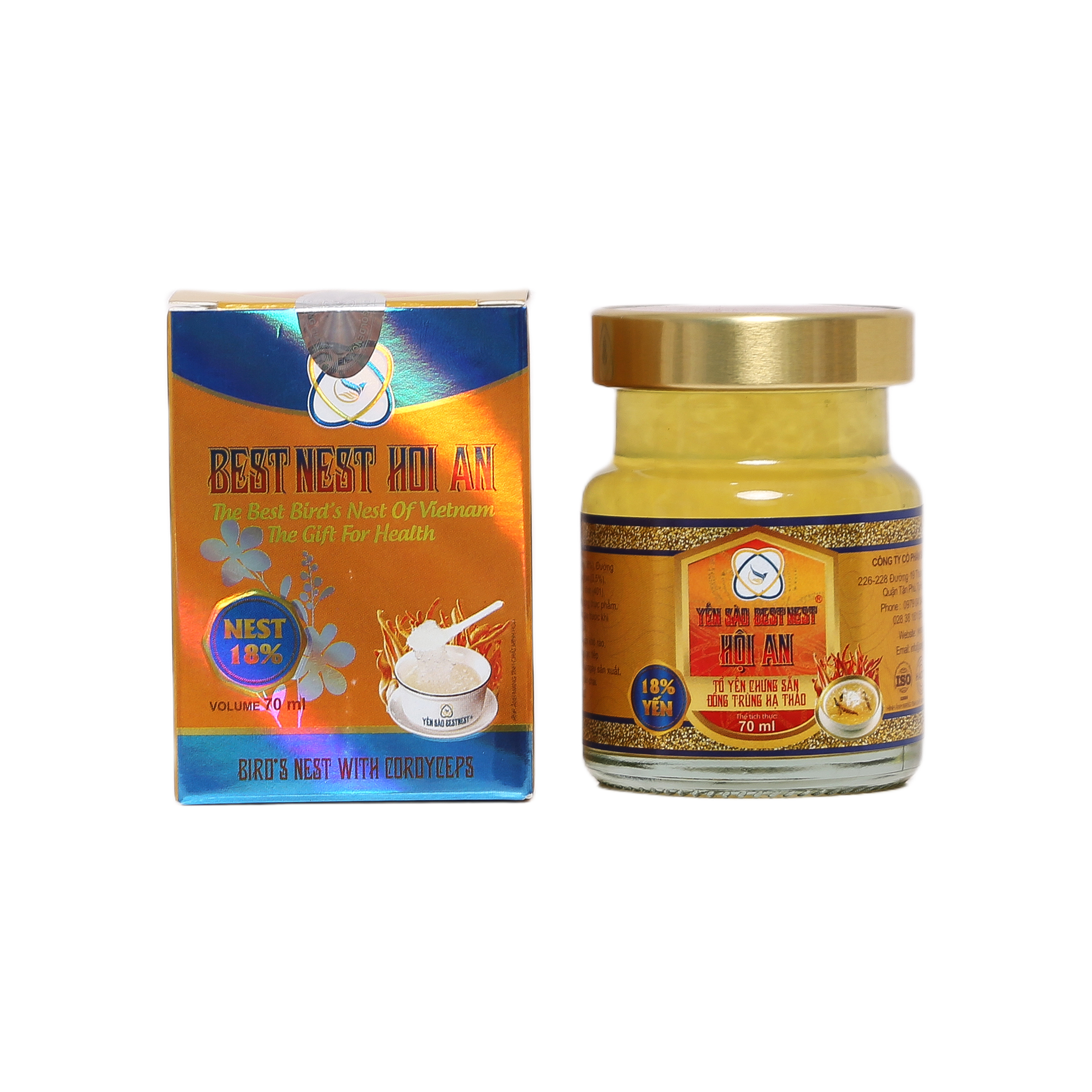 Hộp 1 hũ Tổ yến chưng sẵn BESTNEST HỘI AN 18% Đông Trùng Hạ Thảo - Phân phối chính hãng