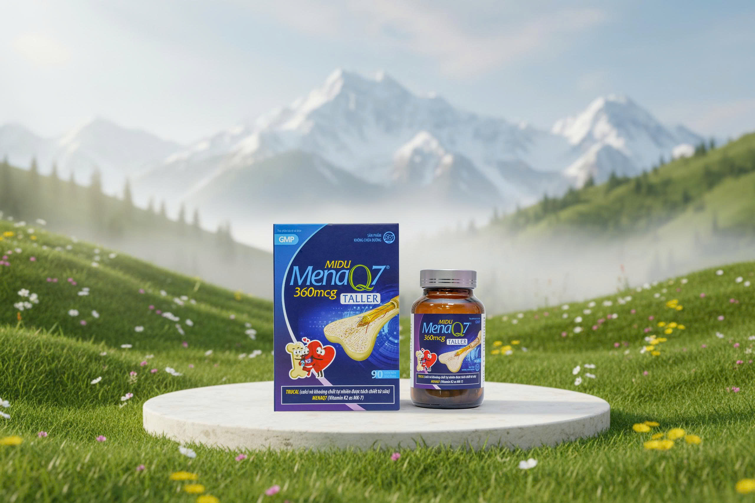 Midu MenaQ7 360mcg - Hỗ trợ chắc khỏe xương và phát triển chiều cao cho trẻ dậy thì với Trucal và Vitamin K2 hàm lượng cao (hộp 90 viên) - 2