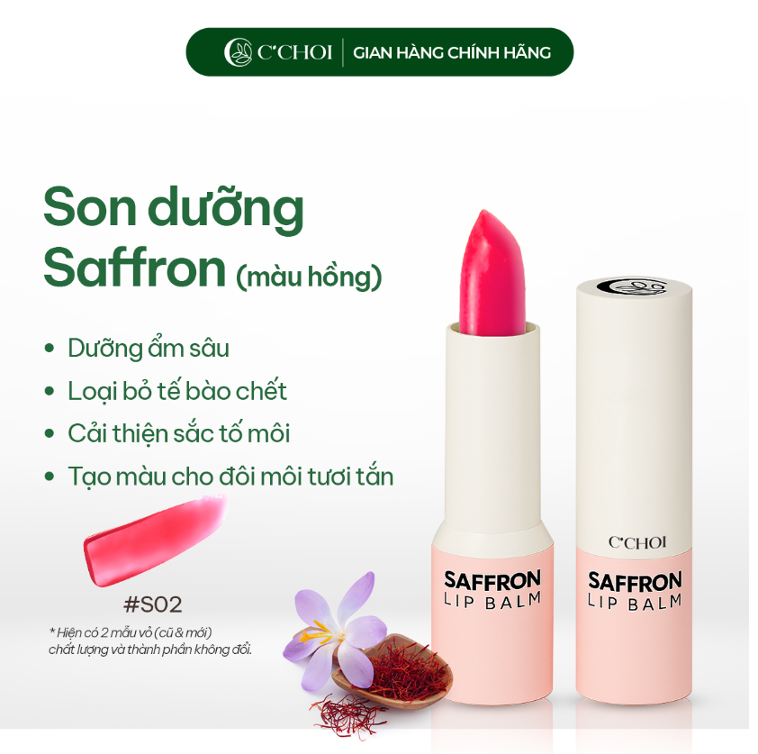 Son Dưỡng Saffron C’Choi Có Màu Màu S02 - Hồng Pha Lê - Crystal Pink