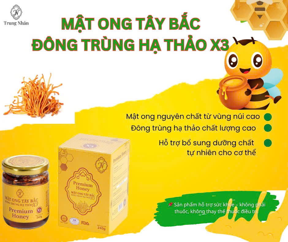 Mật ong Tây Bắc đông trùng hạ thảo X3 (Hũ 240g)
