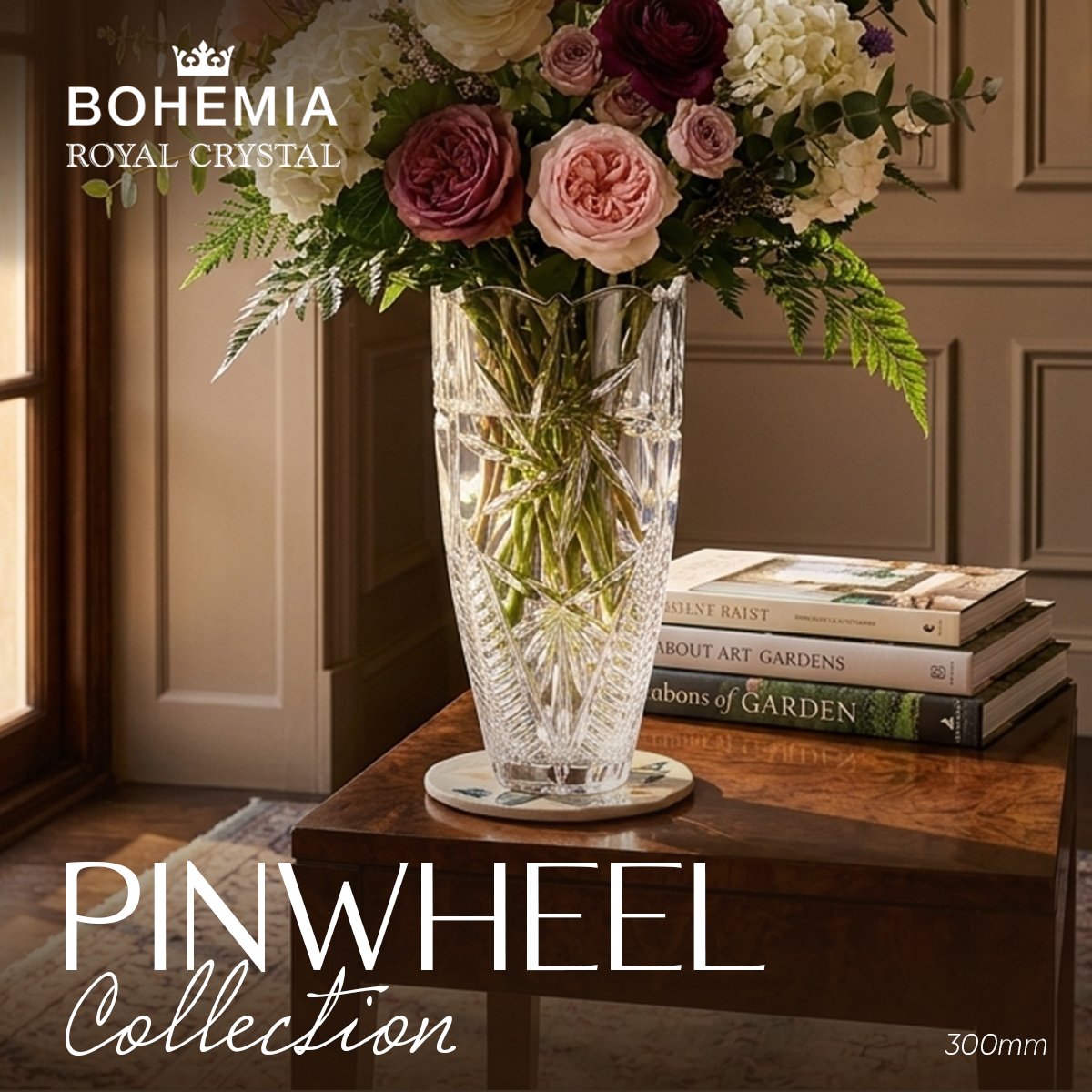 Bình hoa pha lê 89002 dáng bầu Bohemia Royal Crystal -  Model: PINWHEEL 300mm - 5