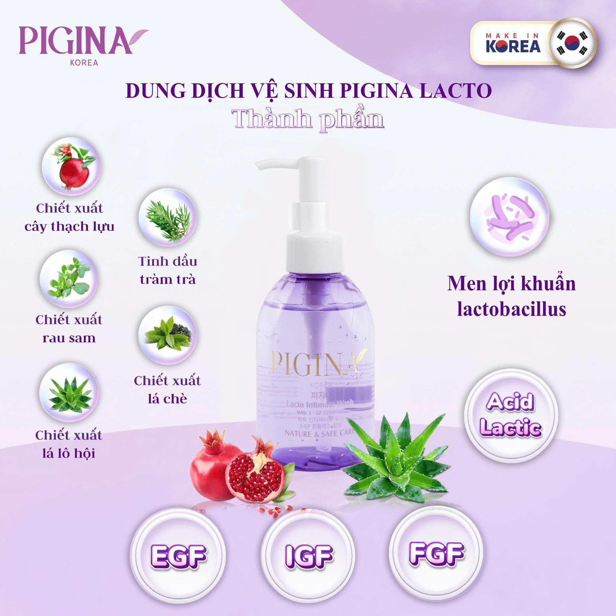 Dung dịch vệ sinh phụ nữ Pigina 150ml - Pigina Lacto Intimate Wash