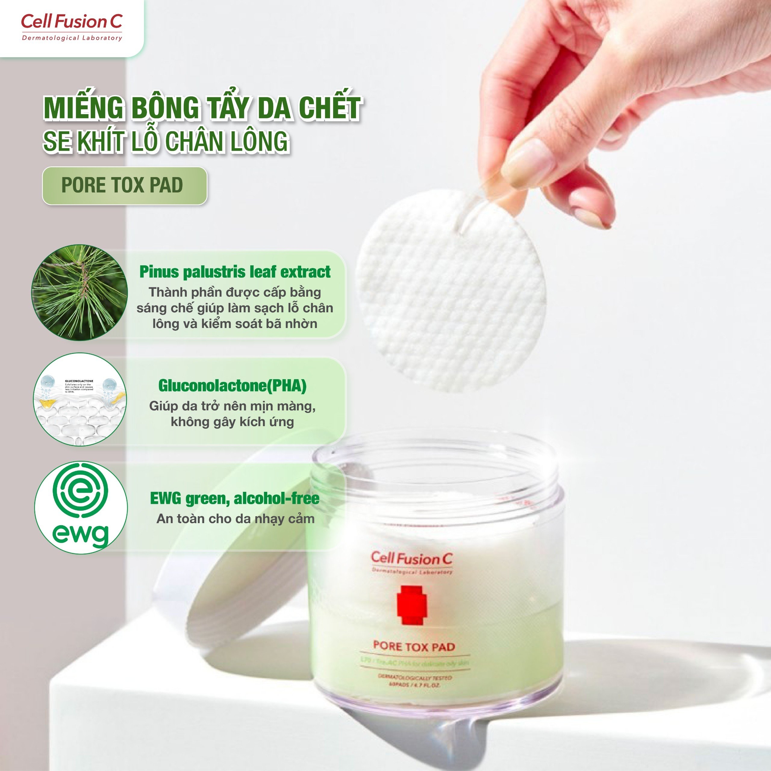 Pore Tox Pad - Cotton pad làm sạch, se khít chân lông hộp 60 miếng - 2