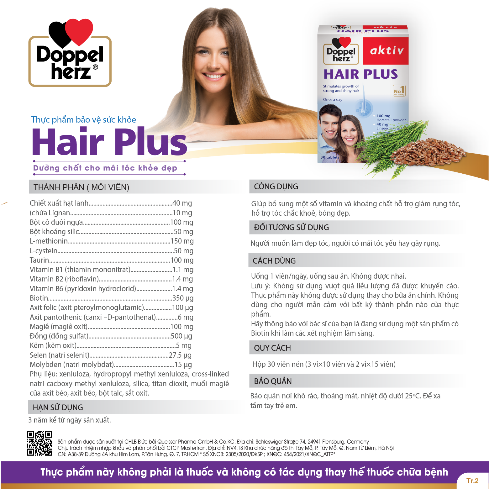 TPBVSK Hair Plus hỗ trợ giảm rụng tóc