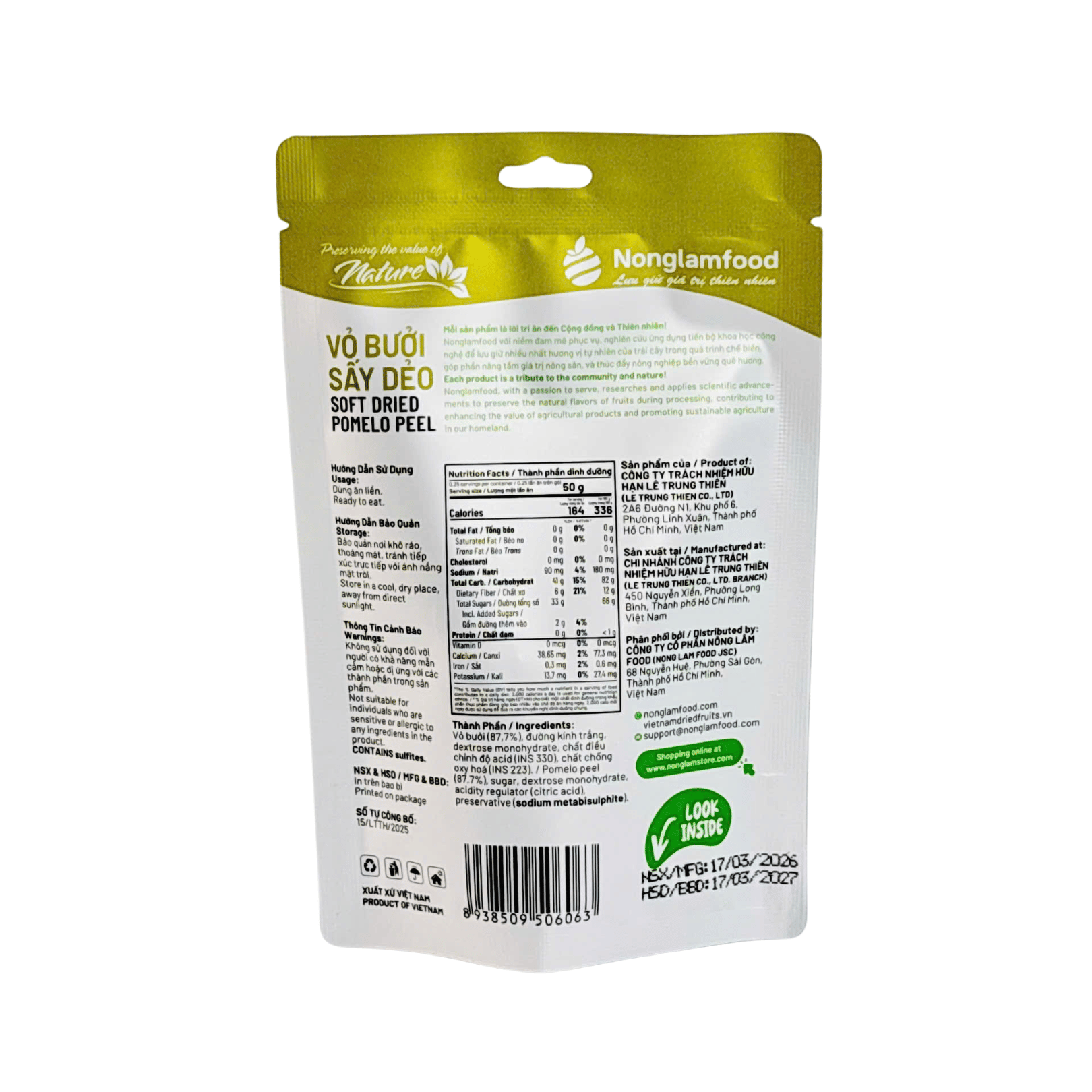 Vỏ Bưởi Sấy Dẻo Nonglamfood Túi 25g - 4