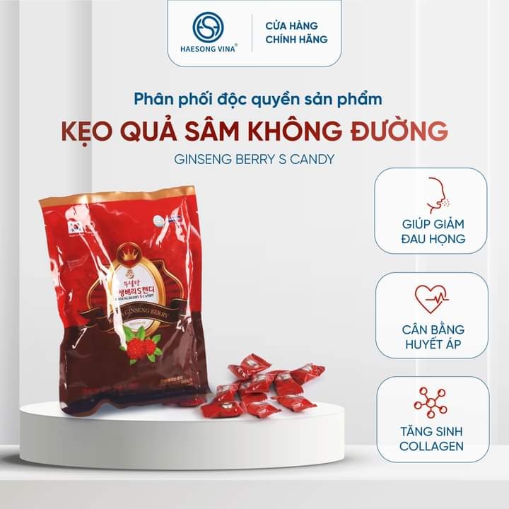 Kẹo Quả Sâm không đường Free Suger Ginseng Berry S candy 200g - Phân phối chính hãng