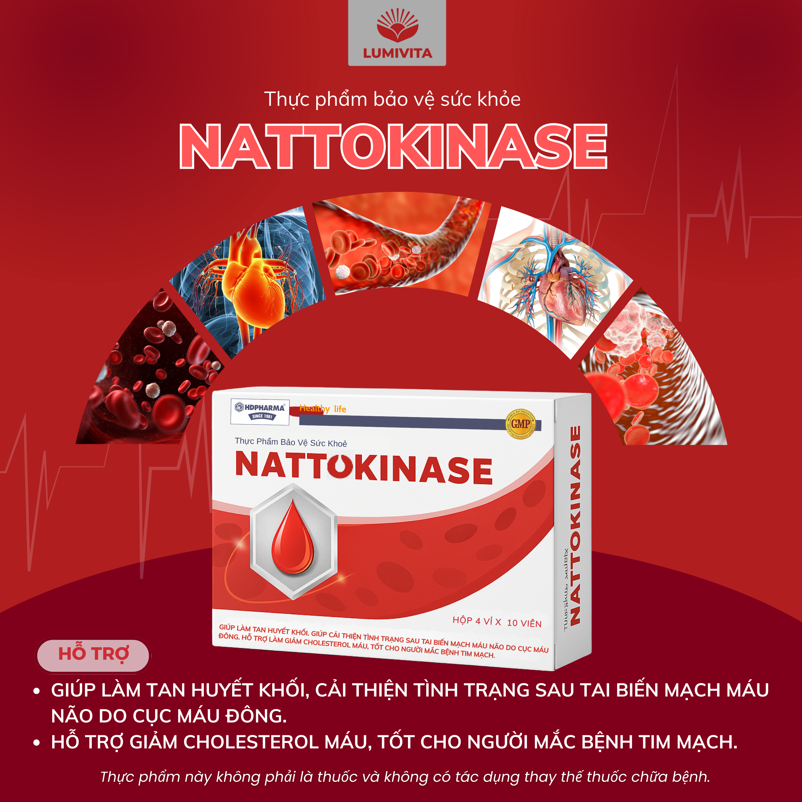 Viên uống Nattokinase hỗ trợ phục hồi sau tai biến, tan cục máu đông (hộp 40 viên)
