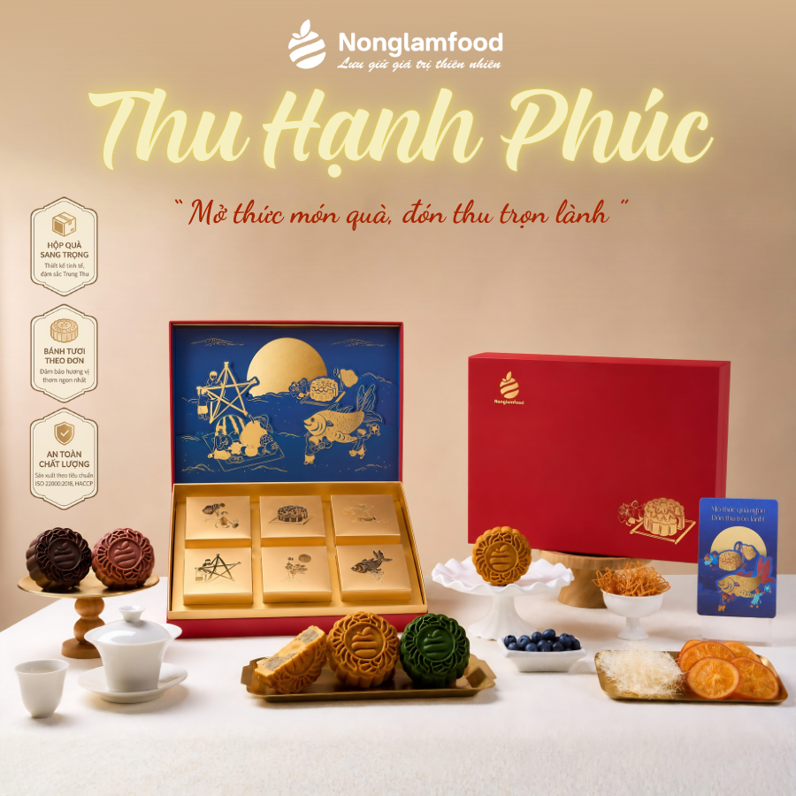 Trung Thu 2026 - Thu Hạnh Phúc (5 bánh 1 trà) kèm túi - Phân phối chính hãng