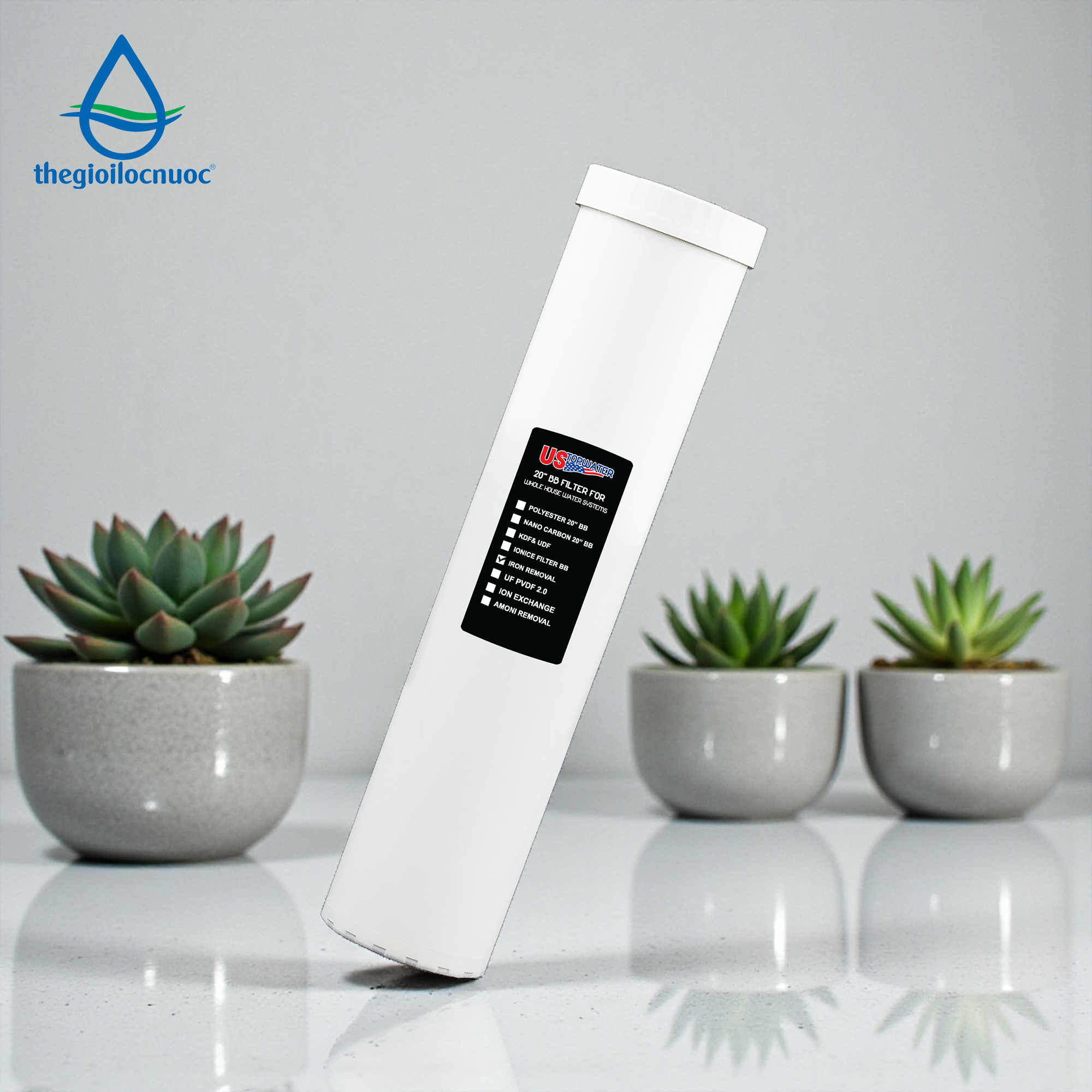 Lõi lọc thay thế xử lý sắt USTopwater 20 inches béo, Model: F-Fera-45, Công suất 1200 lít/giờ