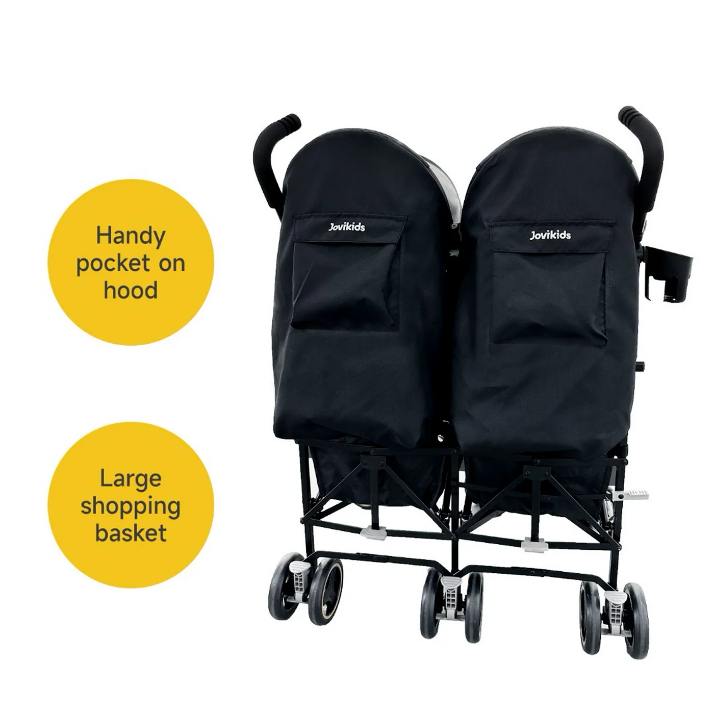 Xe đẩy Đôi Jovikids Ezra cho bé 0-6 tuổi, từ 0-22kg (màu đen) - 3