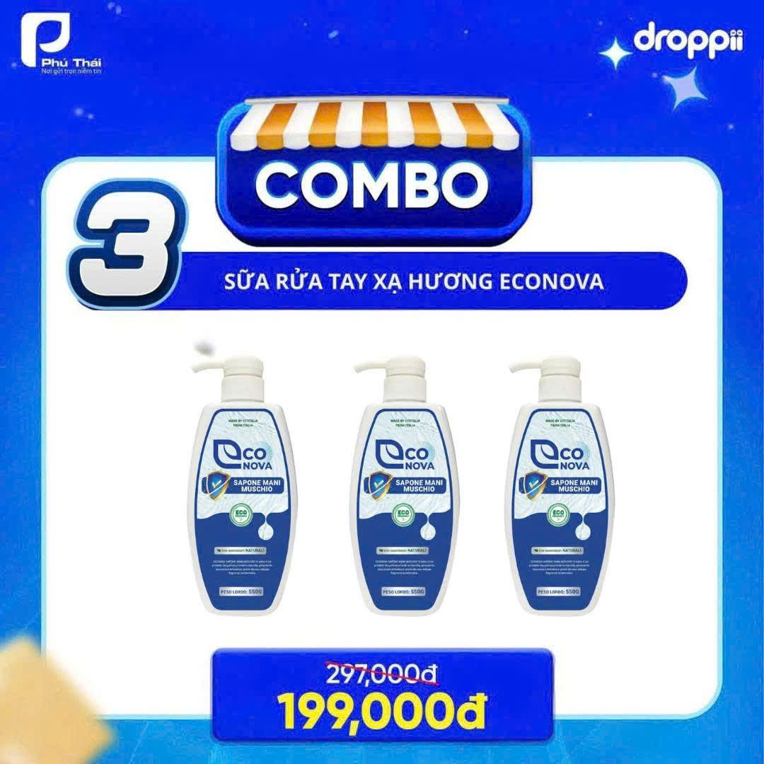 Combo 03 Nước rửa tay xạ hương Econova ( 550g x 3)