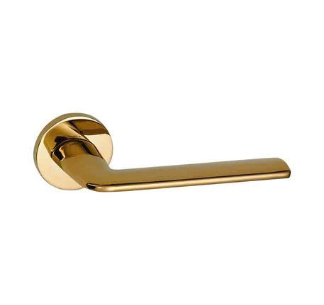 Bộ khóa tay nắm gạt DIY Hafele, Set A - Cửa chính - Đồng bóng 499.63.603