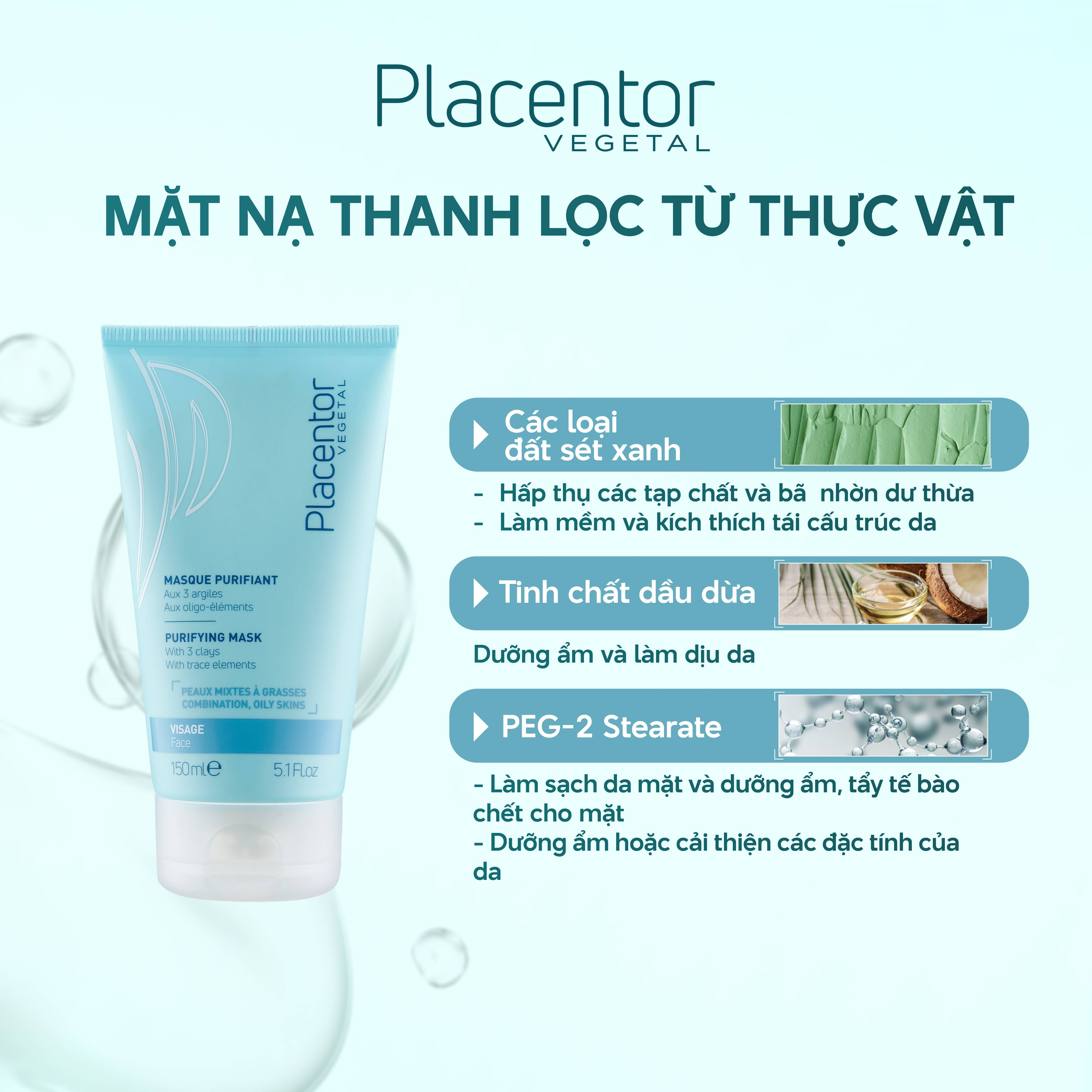 Mặt Nạ Giúp Dưỡng Ẩm Và Làm Trắng Da Placentor Vegetal Masque Purifiant Purifying Mask - 5