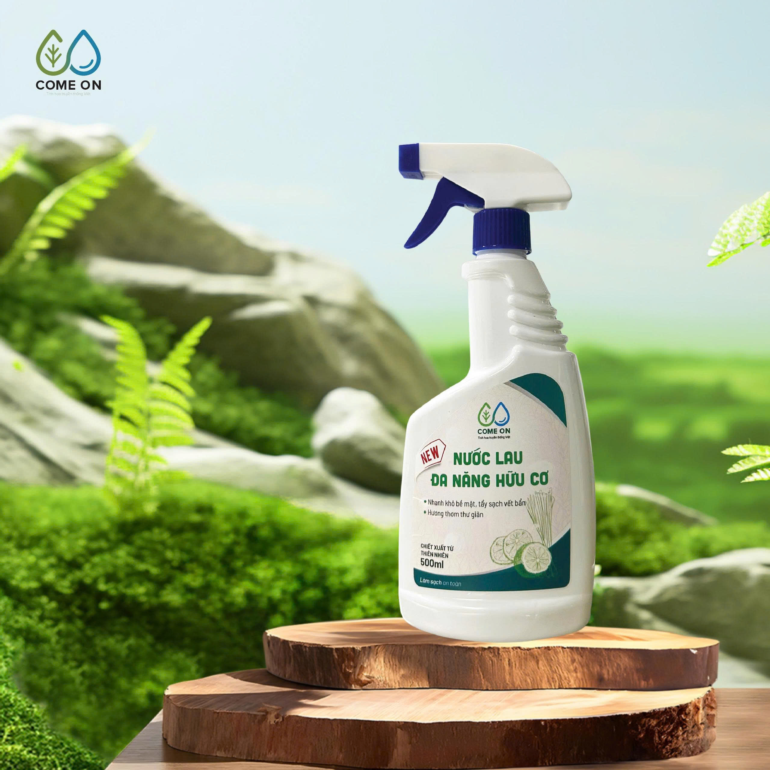 Nước lau đa năng COME ON làm sạch bề mặt, khử mùi, an toàn cho gia đình 500ml