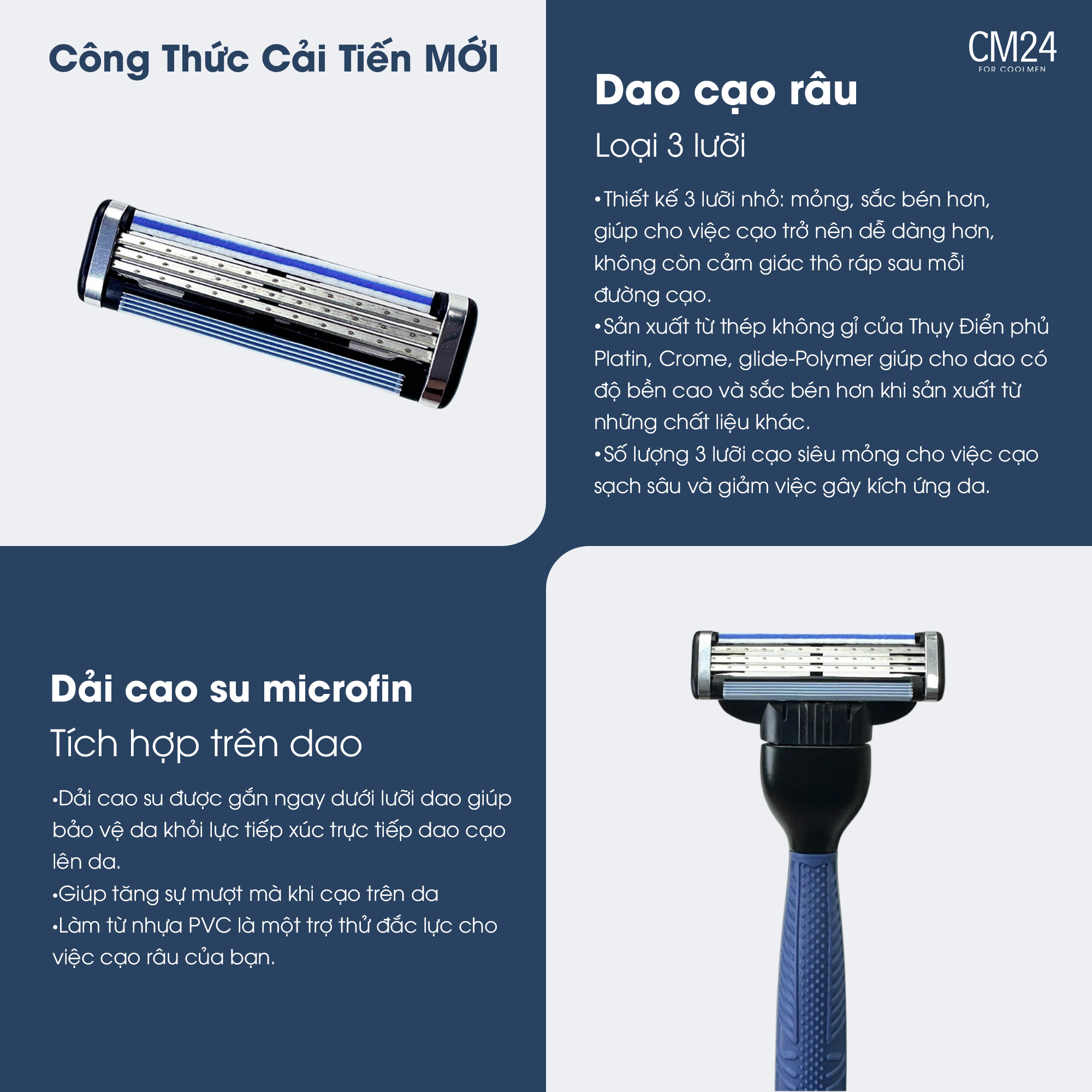Bộ 2 lưỡi dao cạo râu CM24 3+ Kit