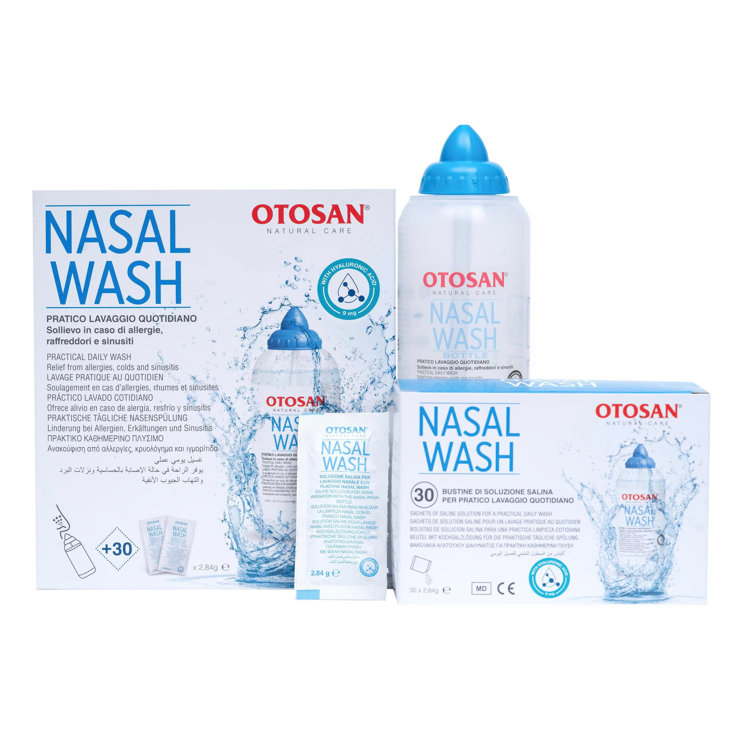 Bộ Rửa Mũi Viêm Xoang Otosan Giảm Viêm Mũi, Nghẹt Mũi –  Dùng Cho Người Lớn & Trẻ Trên 6 Tuổi – Bình 240ml +30 gói muối - Phân phối chính hãng