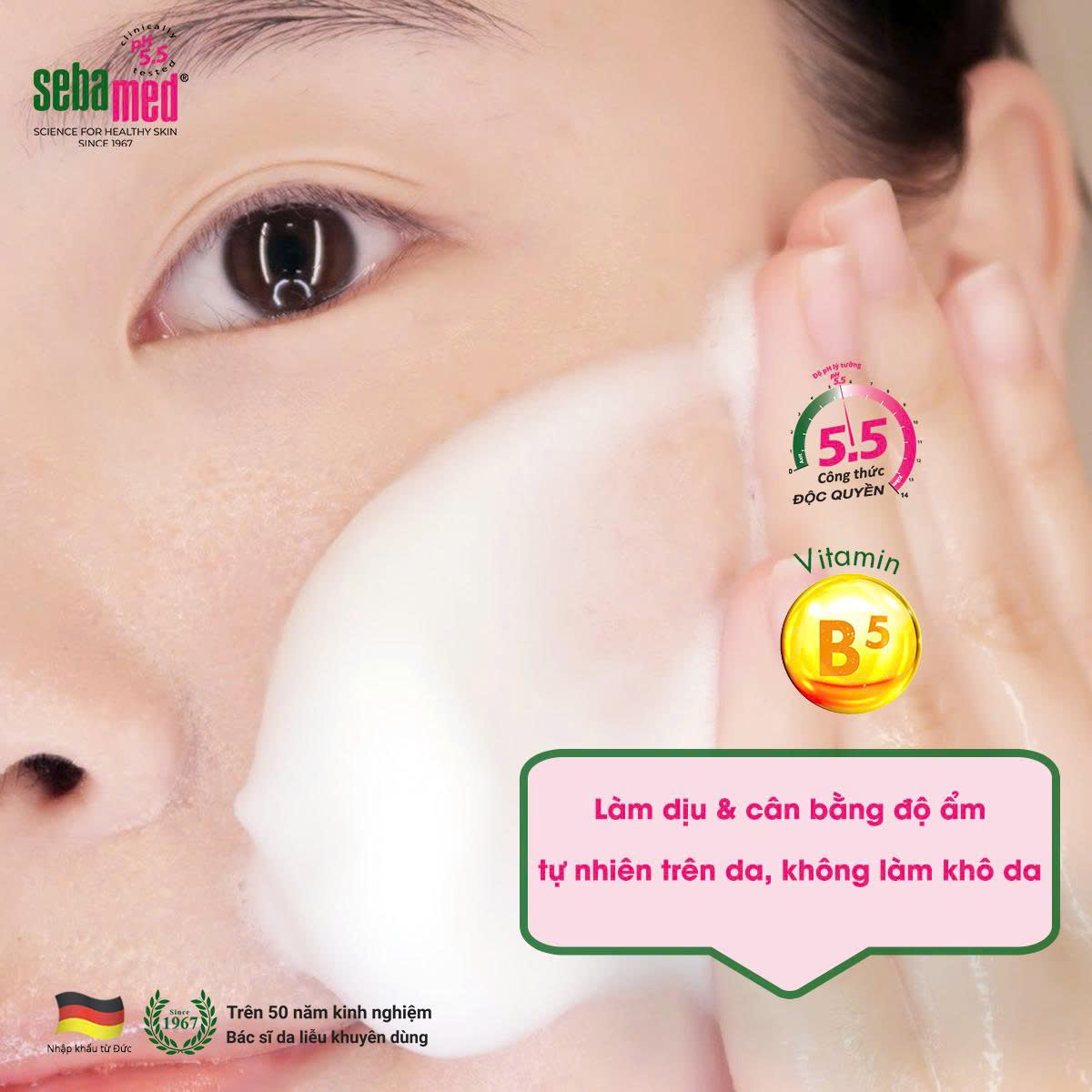 Bọt rửa mặt làm sạch sâu cho da mụn Sebamed pH 5.5 (150ml) - Phân phối chính hãng