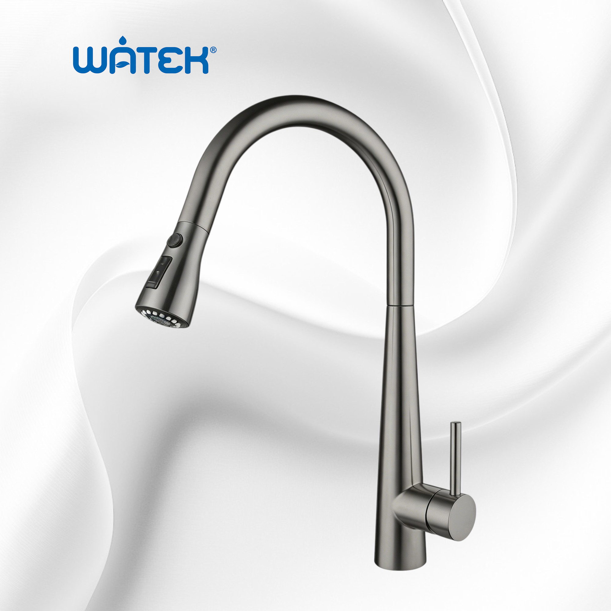 Bộ vòi trộn nhà bếp cao cấp WATEK có đầu vòi rút, model WT-8232GG - Phân phối chính hãng