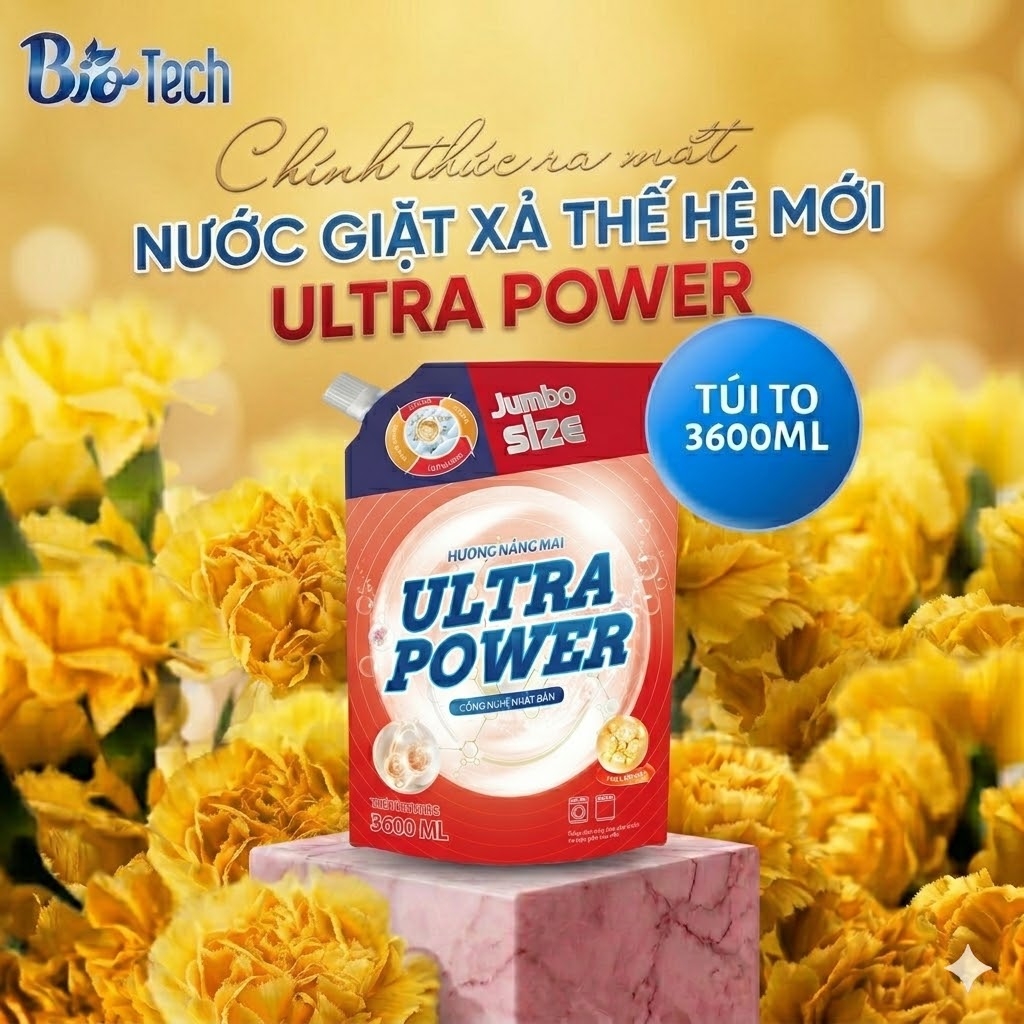 Nước giặt xả Ultra Power hương nắng mai 3600ml - Phân phối chính hãng