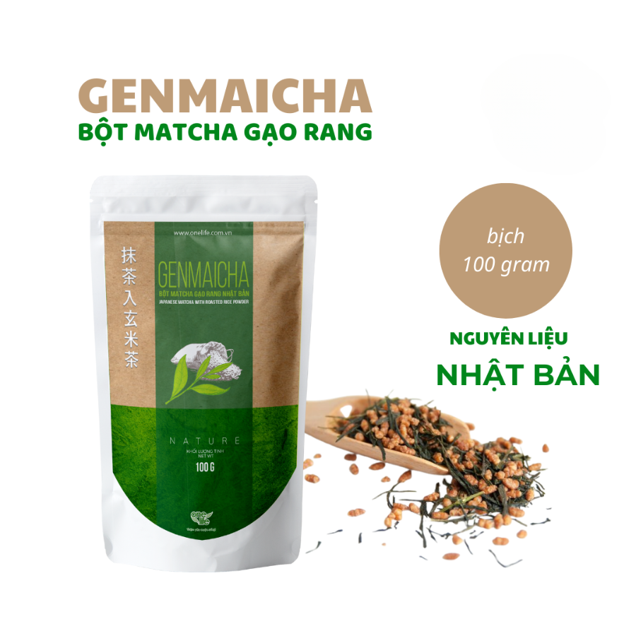 Bột Matcha Gạo Rang Nhật Bản ONELIFE (Gói 100 g) - Phân phối chính hãng