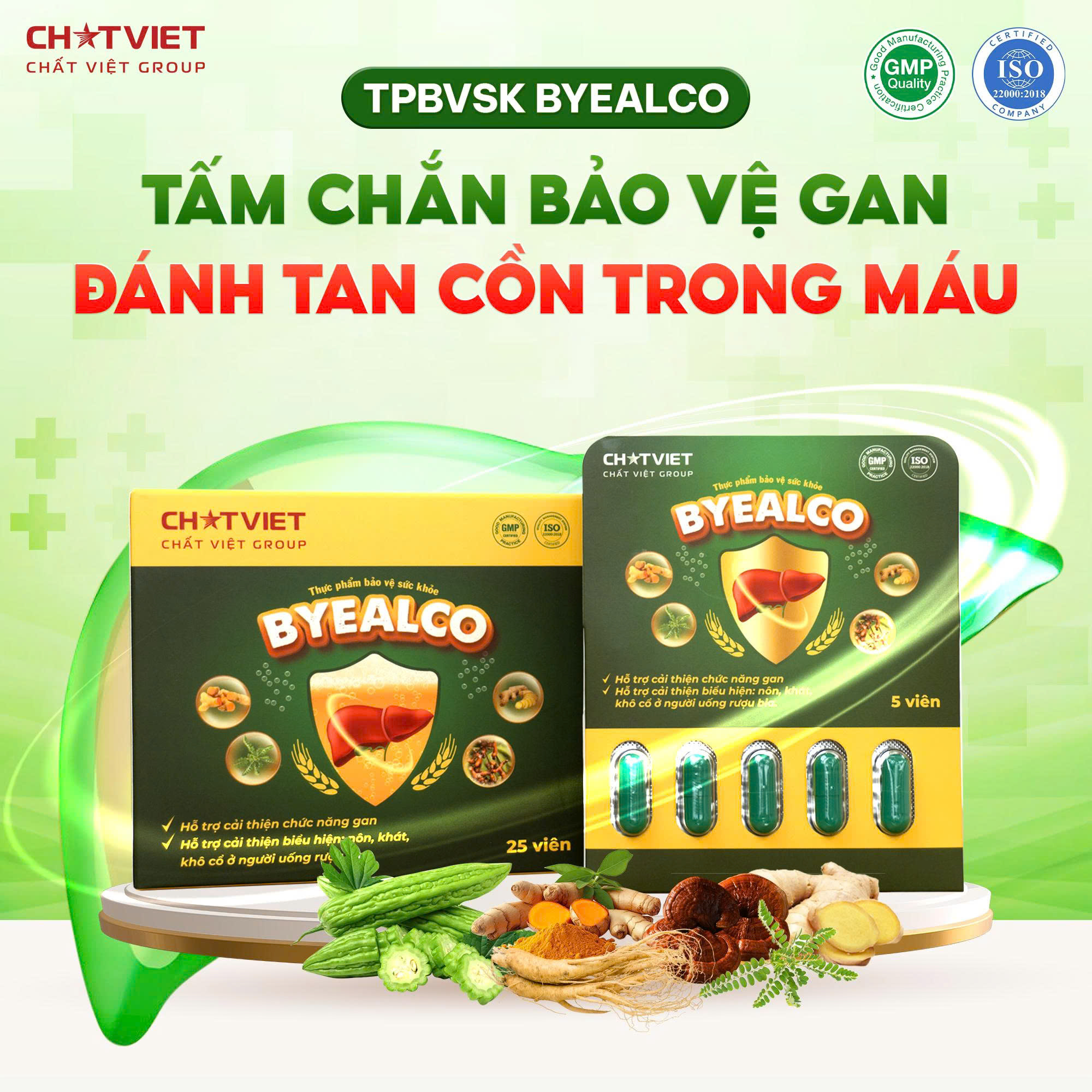 TPBVSK BYEALCO - Viên uống giải rượu, hỗ trợ cải thiện chức năng gan (Hộp 25 viên) - Phân phối chính hãng