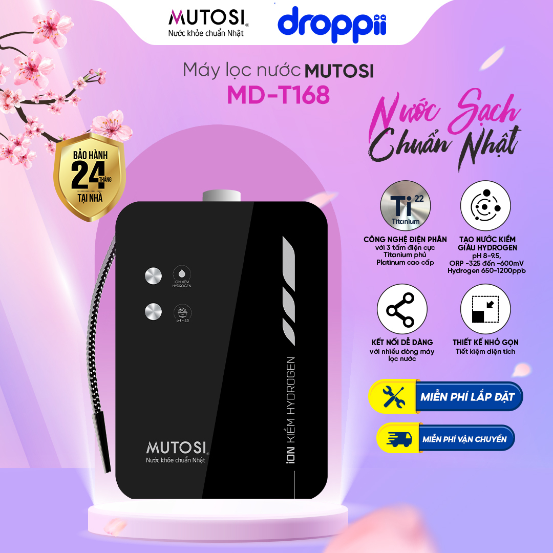Máy điện giải ion kiềm Hydrogen Mutosi MD-T168 - Phân phối chính hãng Droppii Store