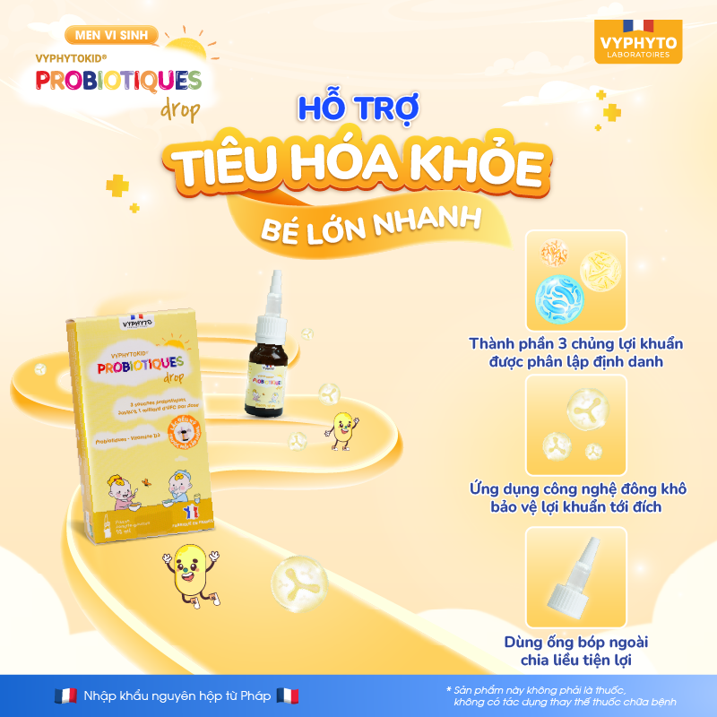 Thực phẩm bảo vệ sức khỏe VYPHYTOKID PROBIOTIQUES drop hỗ trợ bổ sung lợi khuẩn - Phân phối chính hãng