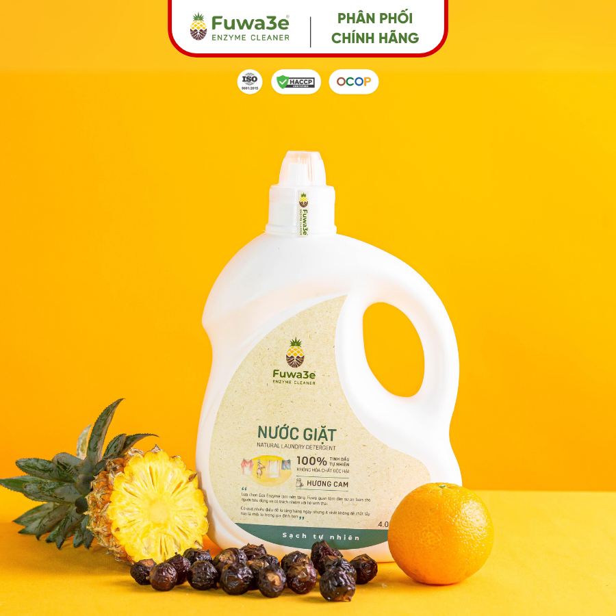 Nước giặt hương cam Fuwa3e 90% enzyme dứa diệt nấm 3.5l - Phân phối chính hãng