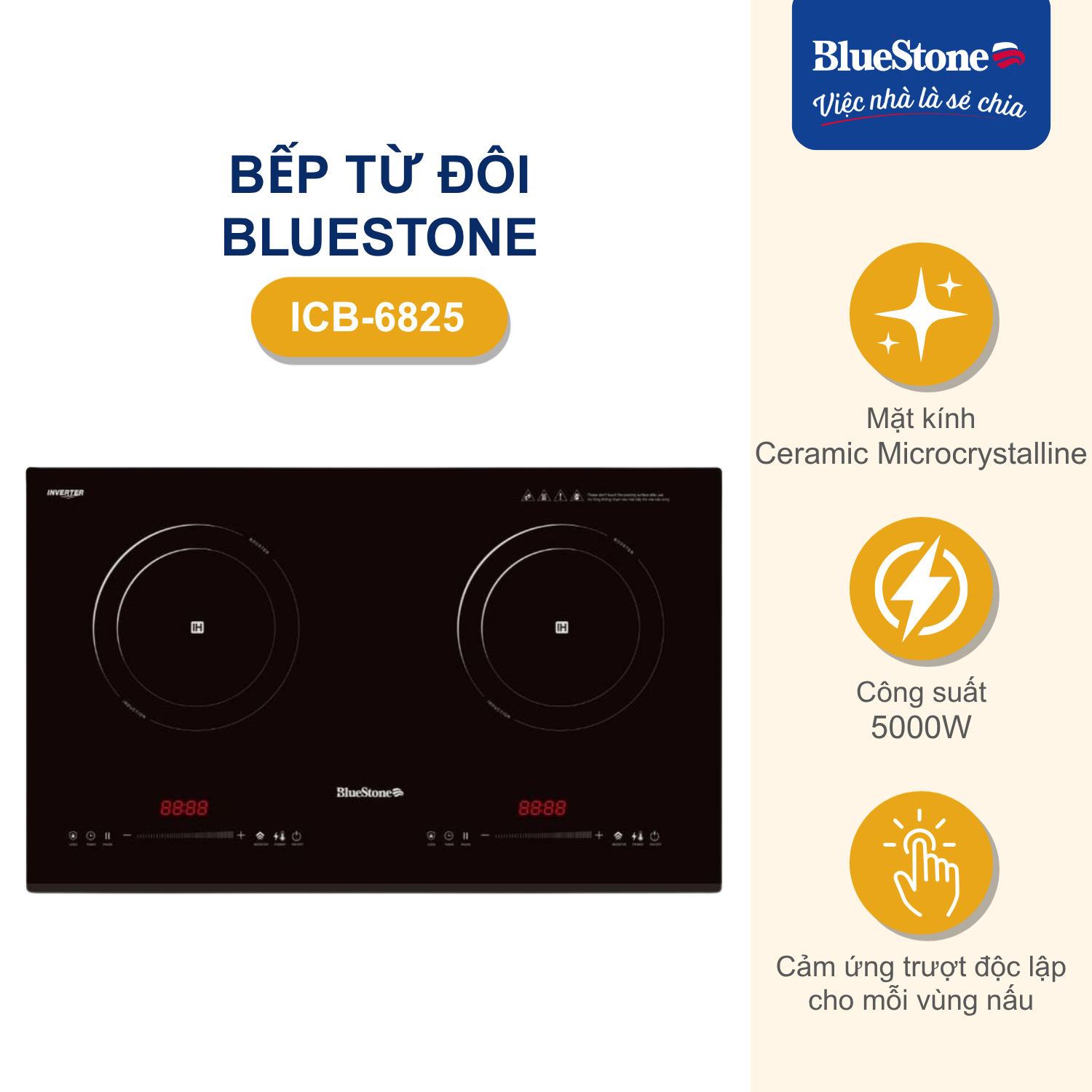 Bếp Từ Đôi BlueStone ICB-6825 - Phân phối chính hãng