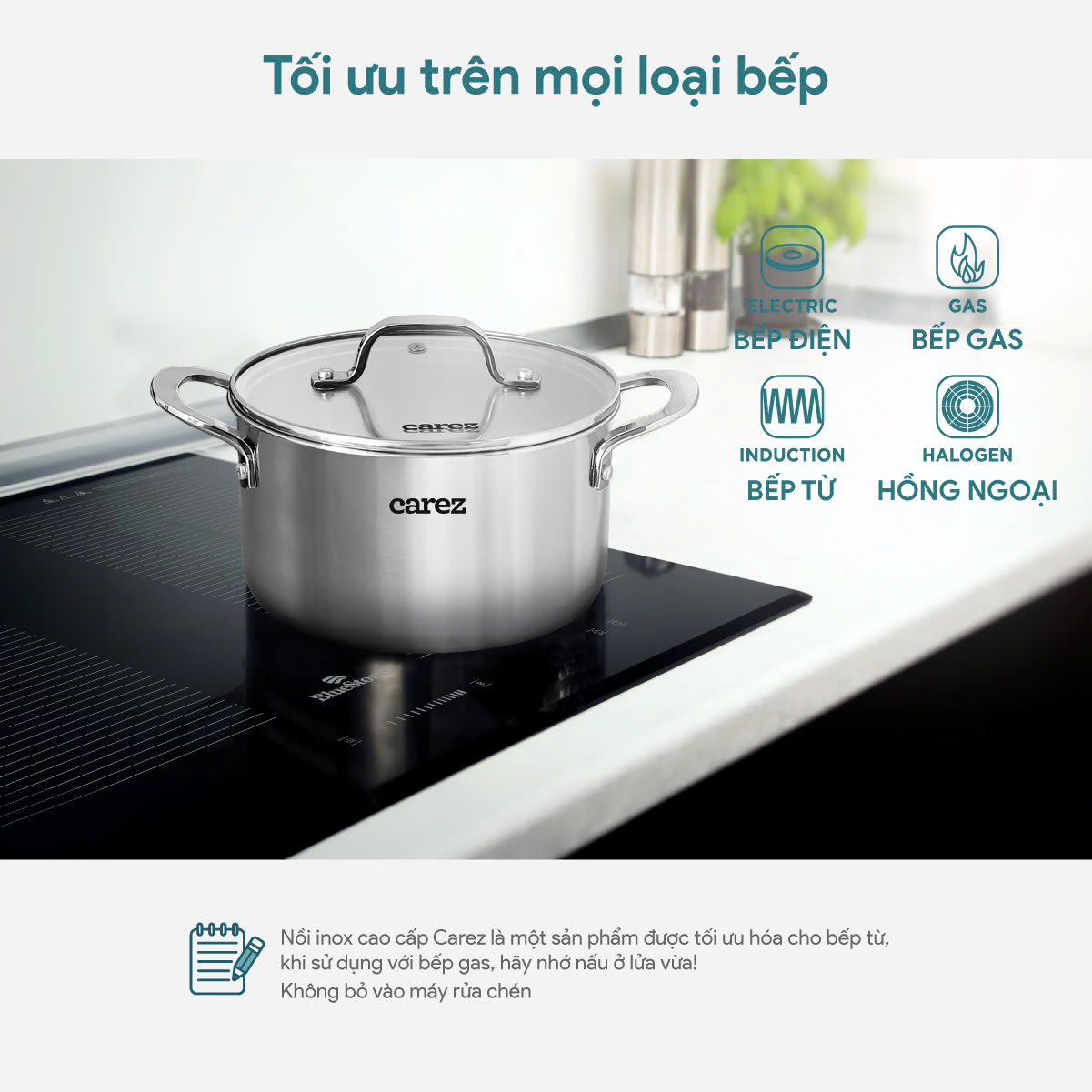 Nồi inox cao cấp Carez CPC871SI24SN kích cỡ 24cm