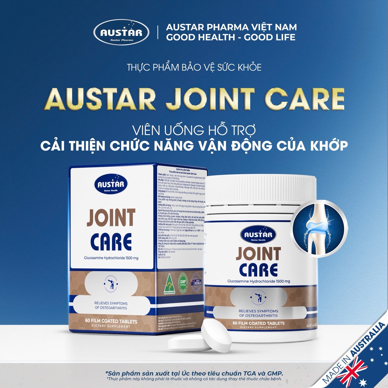 Viên uống Austar Joint Care – Hỗ Trợ Xương Khớp (Hộp 60 viên) - Phân phối chính hãng