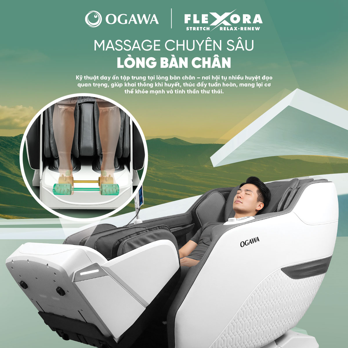 Ghế massage FLEXORA (OG-6290), màu trắng, hiệu Ogawa - 8