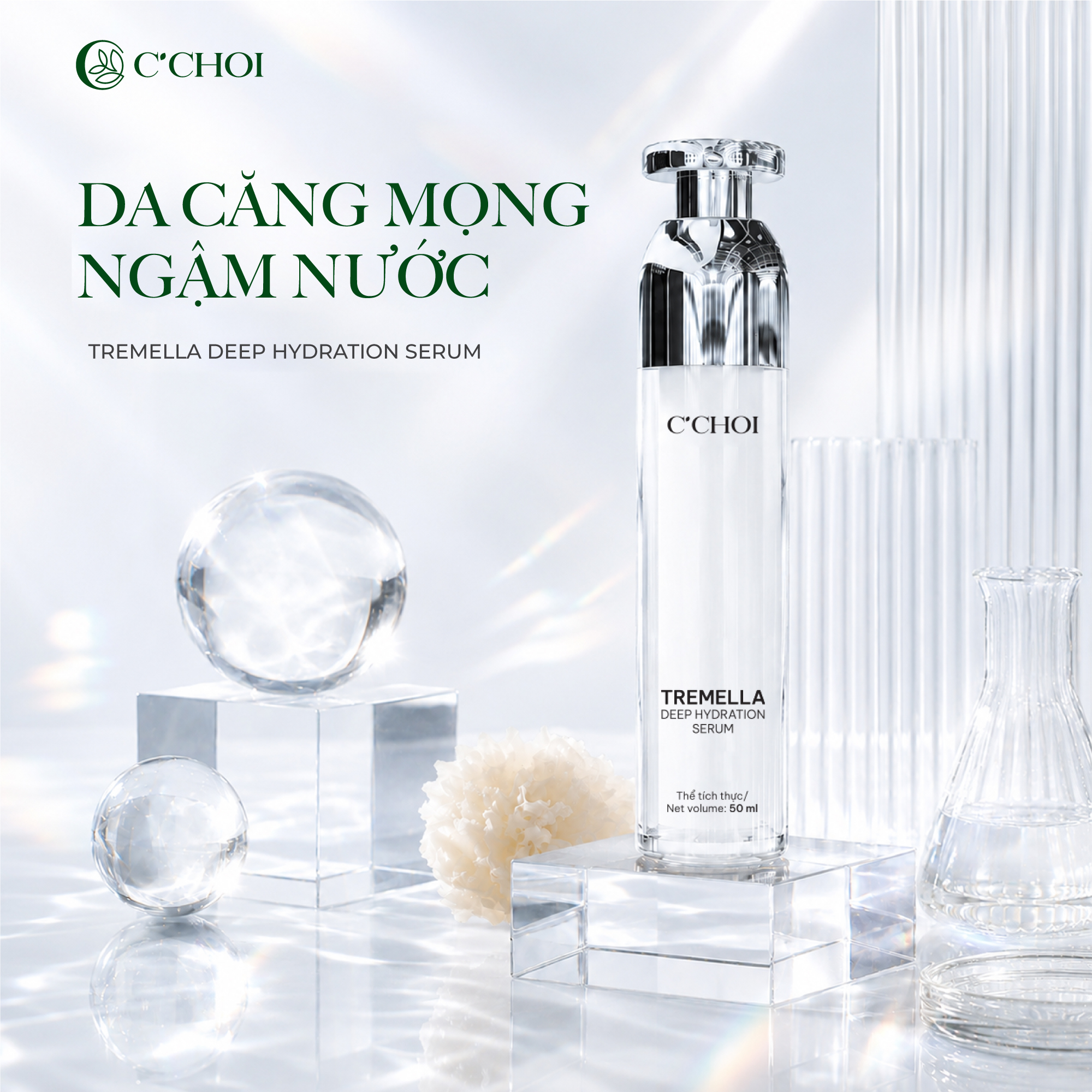 Serum cấp ẩm, chống nhăn da, hỗ trợ làm mờ các dấu hiệu lão hóa da C'Choi - Tremella Deep Hydration Serum - 50ml