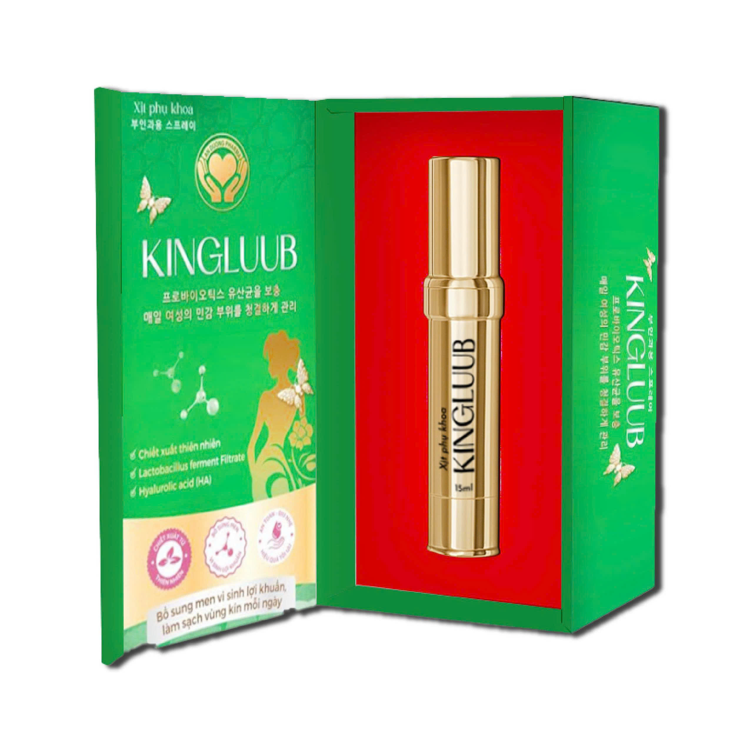 Xịt phụ khoa Kingluub. Bổ sung men vi sinh lợi khuẩn, làm sạch vùng kín mỗi ngày. - Phân phối chính hãng