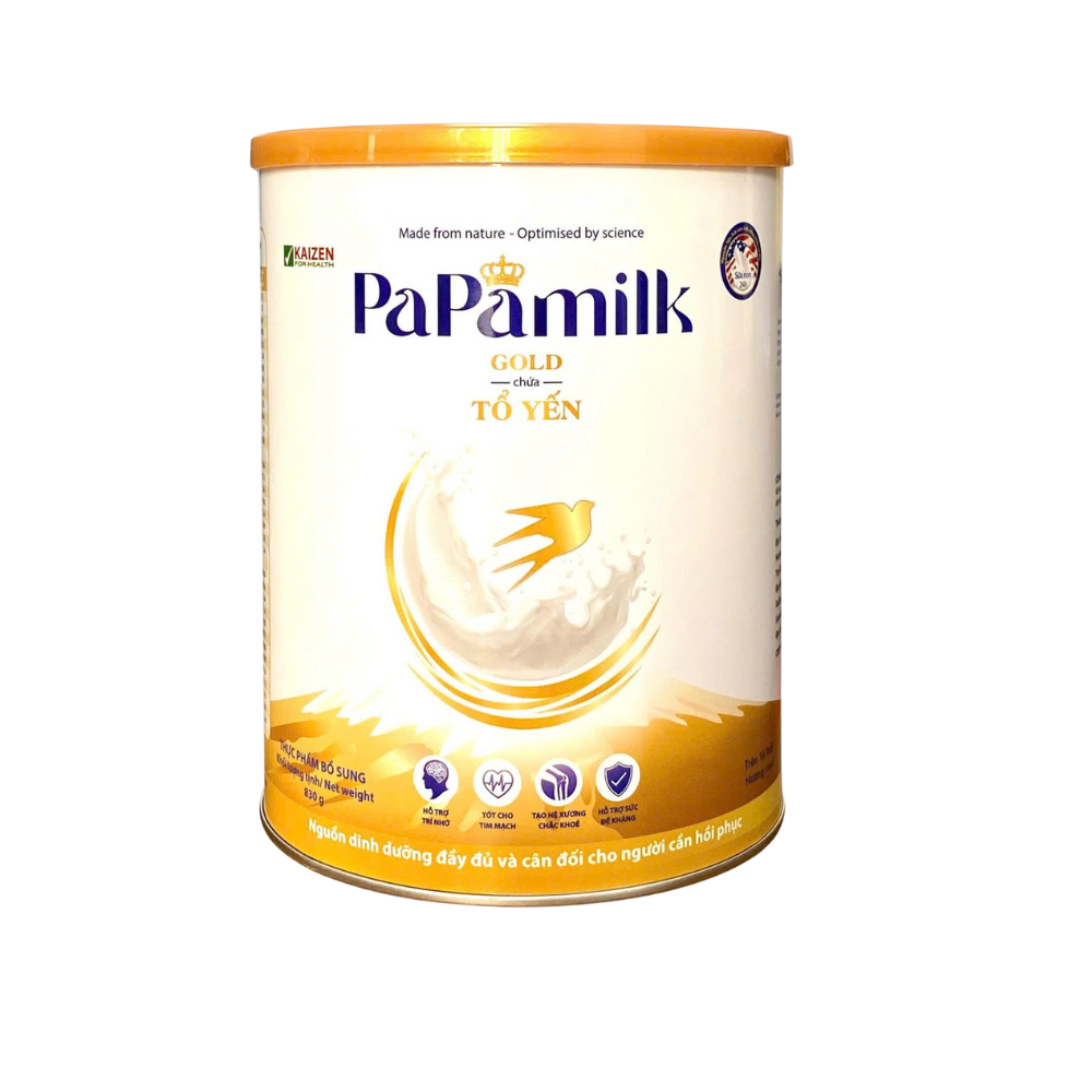 Sữa non tổ yến Papamilk Gold hỗ trợ xương khớp Lon 830Gr