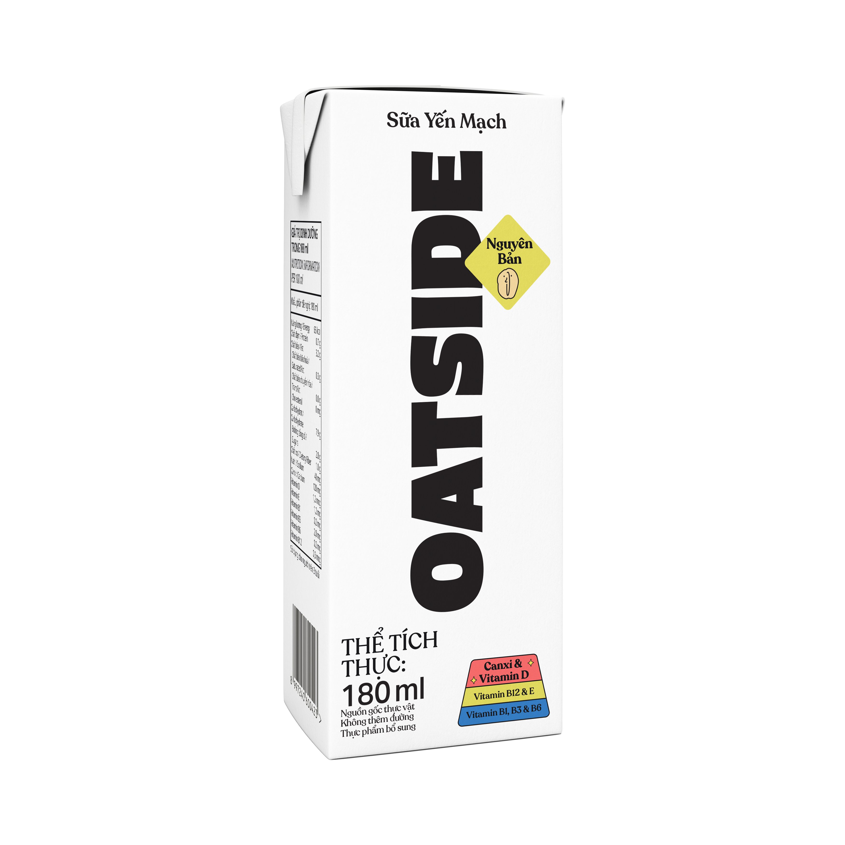 Sữa yến mạch OATSIDE vị nguyên bản Original (không đường) Thùng 24 Hộp 180ml - Phân phối chính hãng