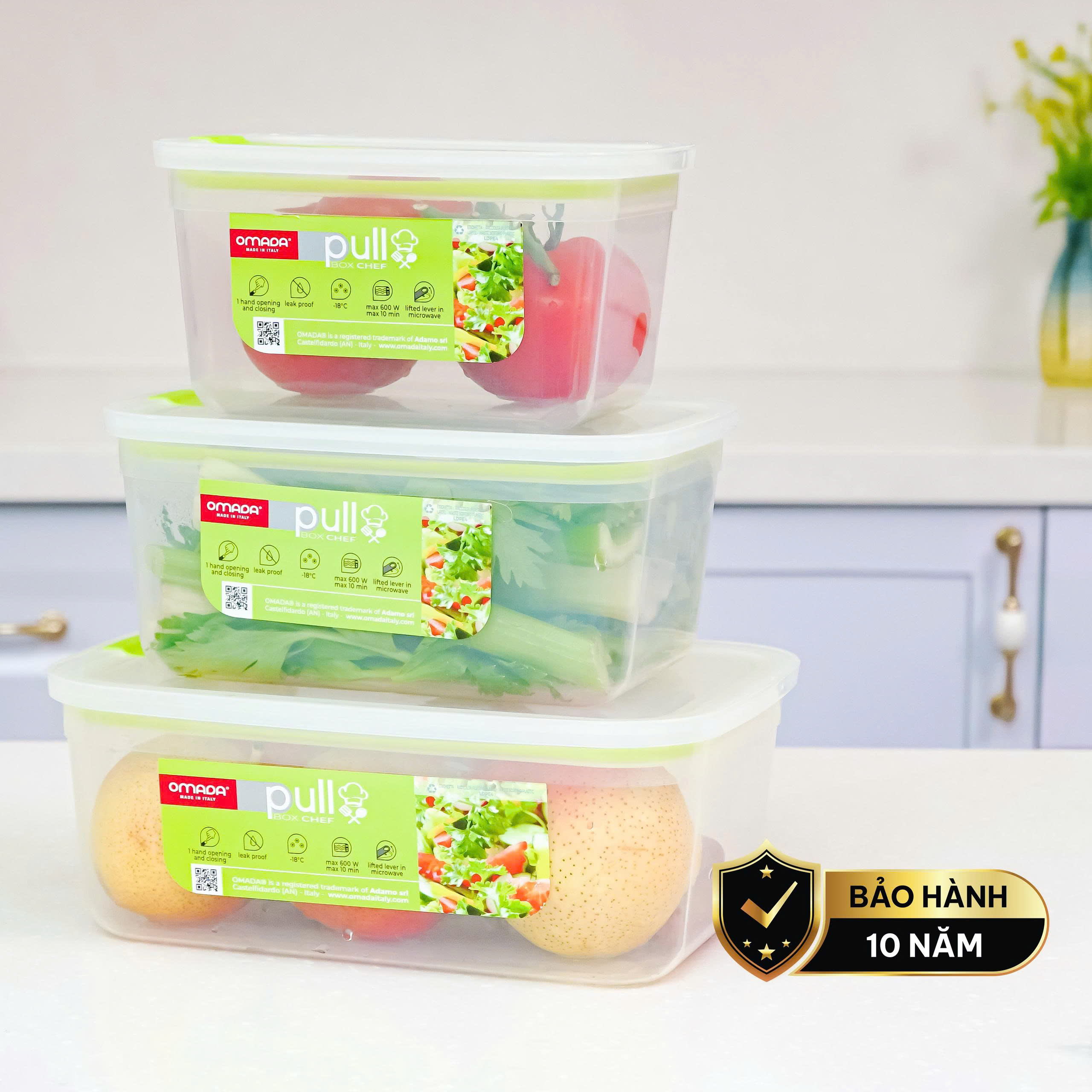 Hộp đựng thực phẩm nhựa nguyên sinh 1000ml pull box chef cao cấp OMADA - Model: M5812VA1