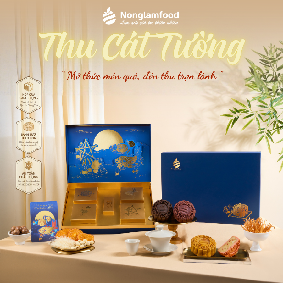 Trung Thu 2026 - Thu Cát Tường (hộp 4 bánh 1 trà) kèm túi - Phân phối chính hãng