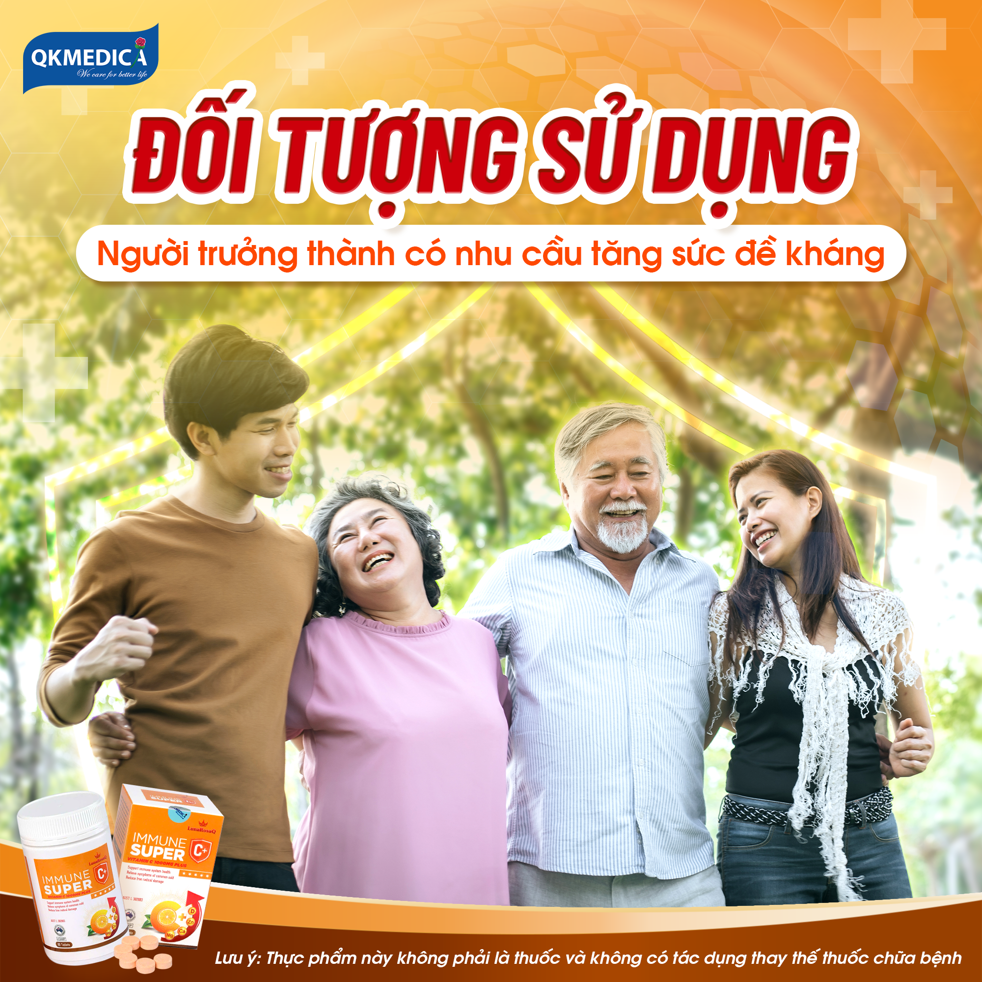 Thực phẩm bảo vệ sức khỏe LunaRosaQ Immune Super C+ (hộp 60 viên)
